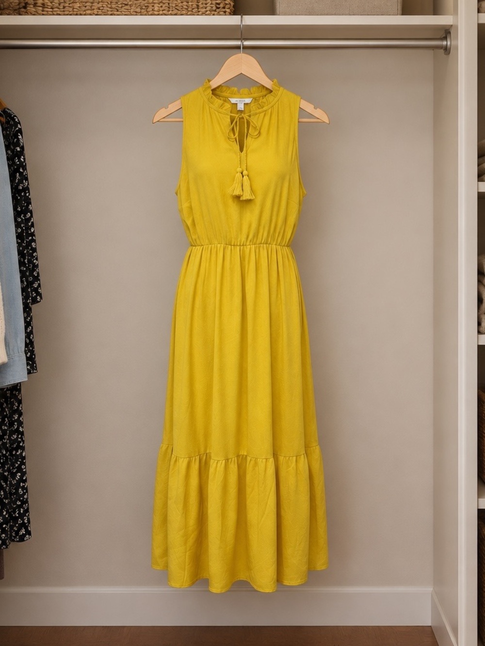 Torrid Yellow Tassel-Neck Maxi Dress